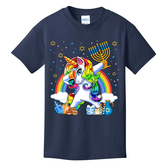 Hanukkah Dabbing Unicorn Jewnicorn Chanukah Jewish Xmas Kids T-Shirt