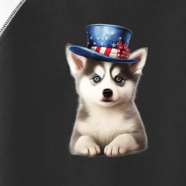 Husky Dog USA Flag Cute Husky Puppy Hat Huskies Toddler Fine Jersey T-Shirt