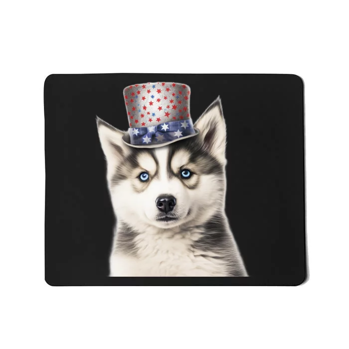 Husky Dog USA Flag Cute Husky Puppy Hat Huskies Mousepad