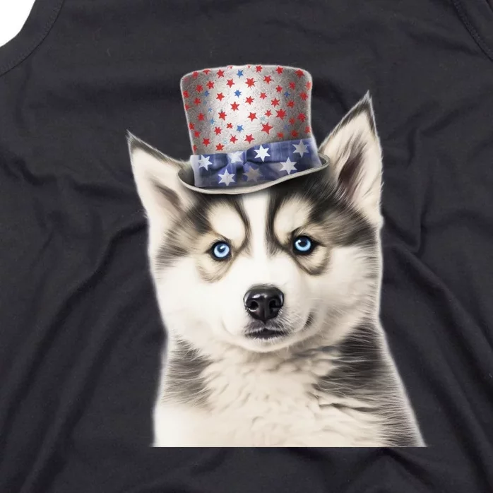 Husky Dog USA Flag Cute Husky Puppy Hat Huskies Tank Top