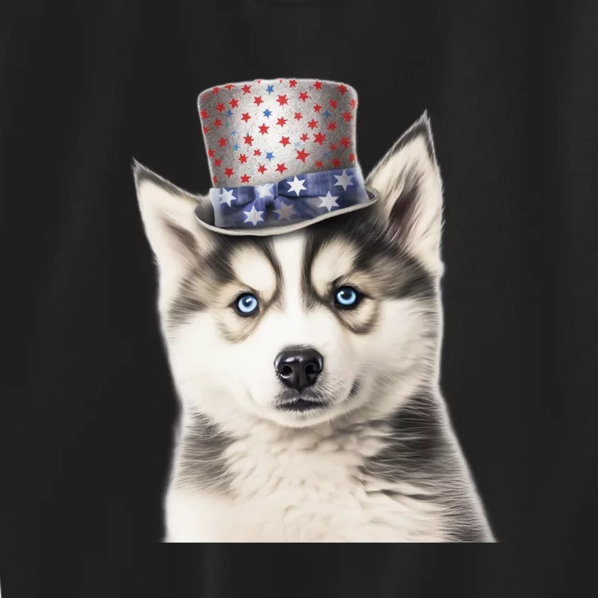 Husky Dog USA Flag Cute Husky Puppy Hat Huskies Kids Sweatshirt