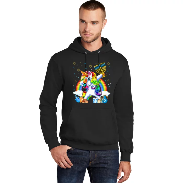 Hanukkah Dabbing Unicorn Jewnicorn Chanukah Jewish Xmas Hoodie