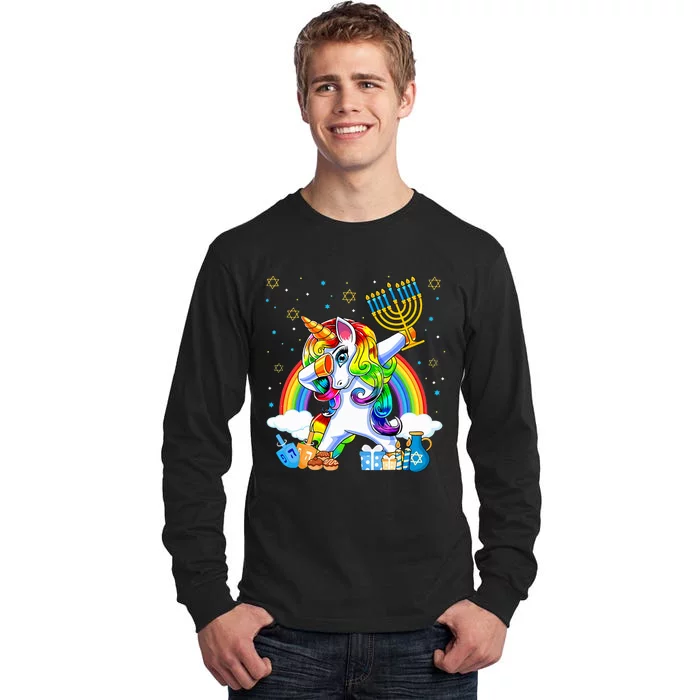 Hanukkah Dabbing Unicorn Jewnicorn Chanukah Jewish Xmas Tall Long Sleeve T-Shirt