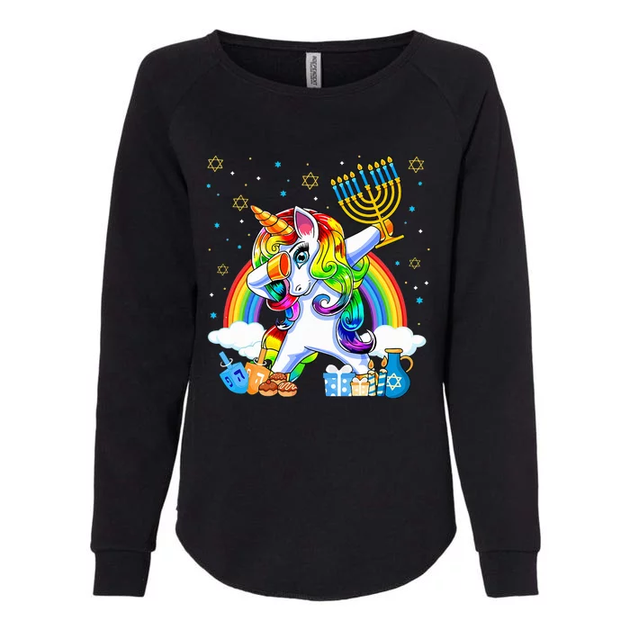 Hanukkah Dabbing Unicorn Jewnicorn Chanukah Jewish Xmas Womens California Wash Sweatshirt