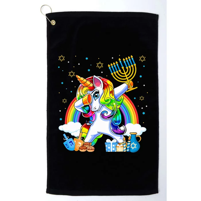 Hanukkah Dabbing Unicorn Jewnicorn Chanukah Jewish Xmas Platinum Collection Golf Towel