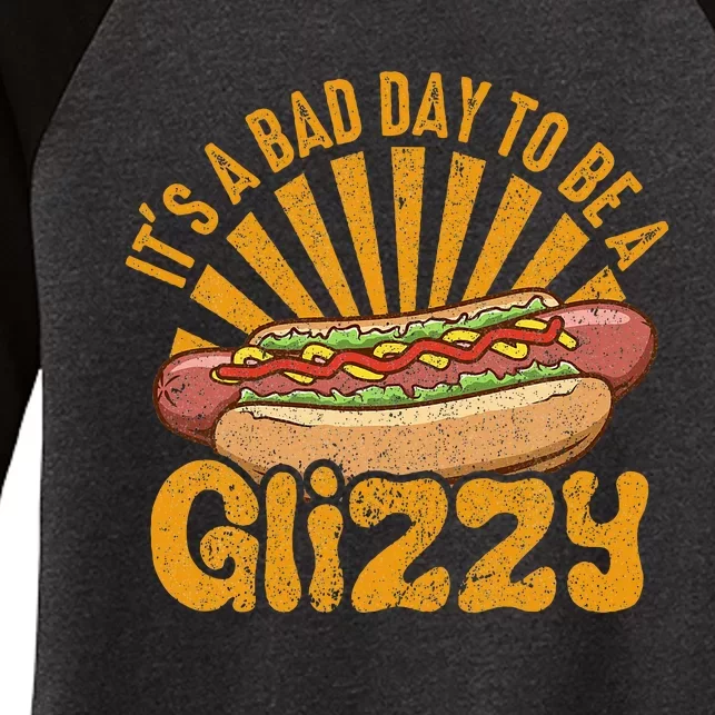 Hot Dog Vintage Funny Saying It’S A Bad Day To Be A Glizzy Women's Tri-Blend 3/4-Sleeve Raglan Shirt