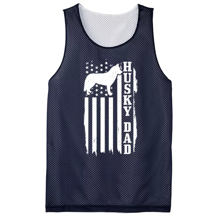 Husky Dad Vintage American Flag Patriotic Husky Dog Mesh Reversible Basketball Jersey Tank