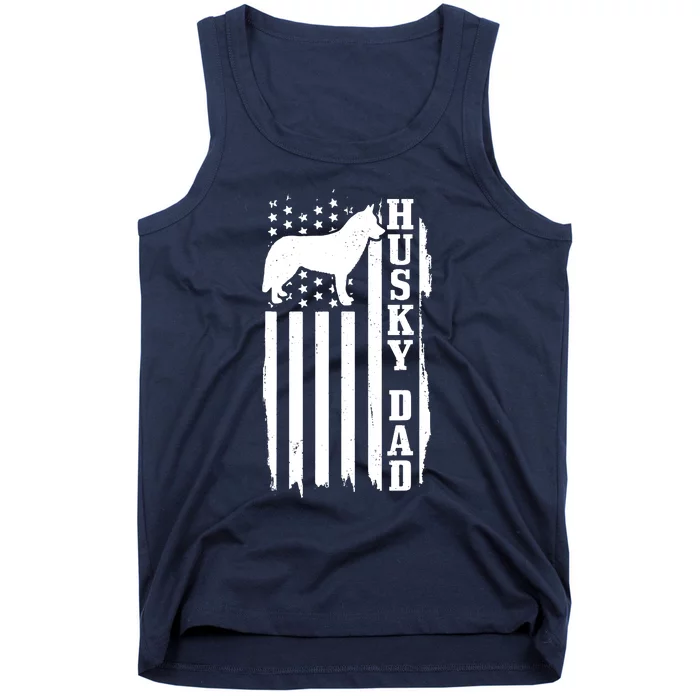 Husky Dad Vintage American Flag Patriotic Husky Dog Tank Top