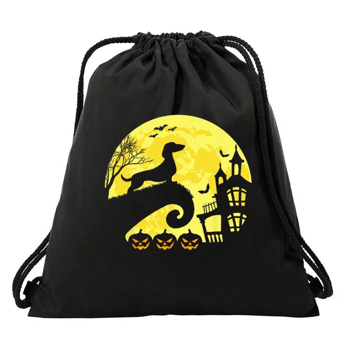 Halloween Dachshund Weenie Wiener Moonshine Sausage Dog Drawstring Bag