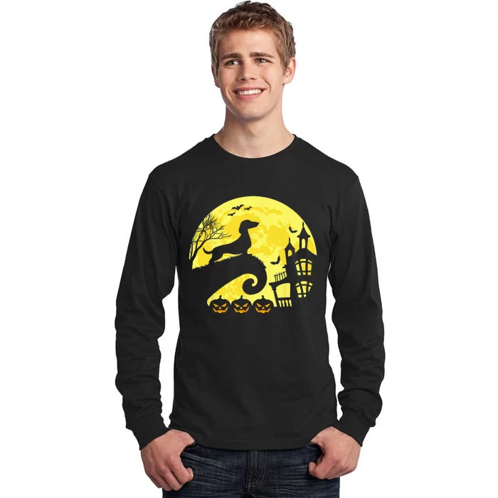 Halloween Dachshund Weenie Wiener Moonshine Sausage Dog Tall Long Sleeve T-Shirt