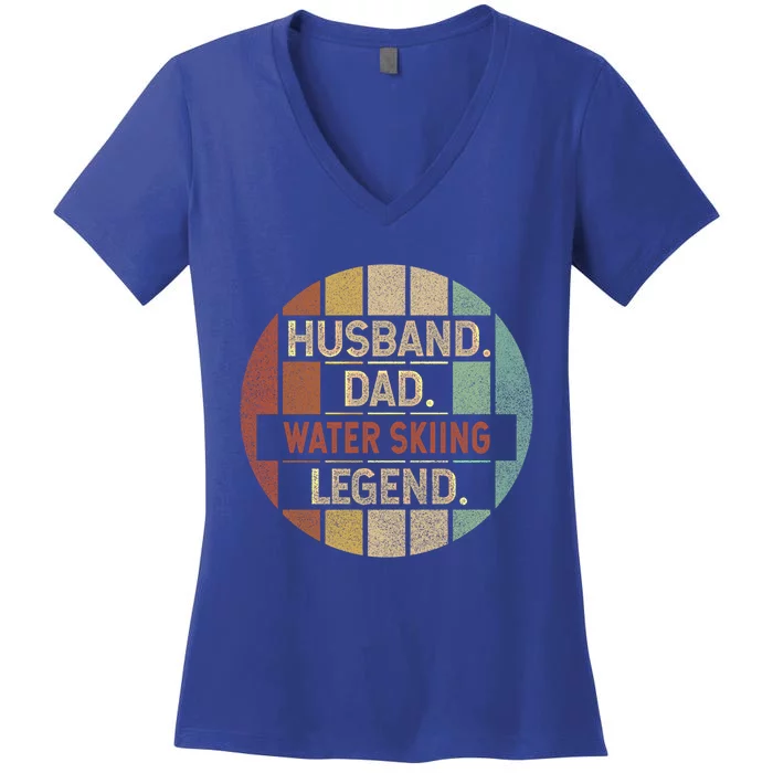 Husband Dad Water Skiing Legend Vintage Gift Women's V-Neck T-Shirt