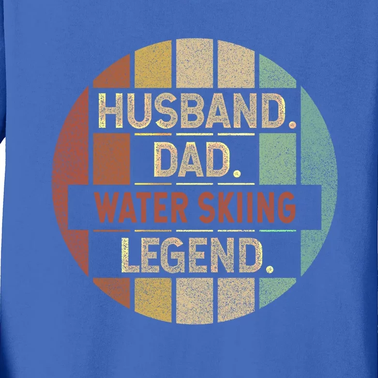 Husband Dad Water Skiing Legend Vintage Gift Kids Long Sleeve Shirt