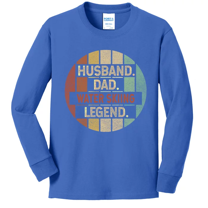 Husband Dad Water Skiing Legend Vintage Gift Kids Long Sleeve Shirt