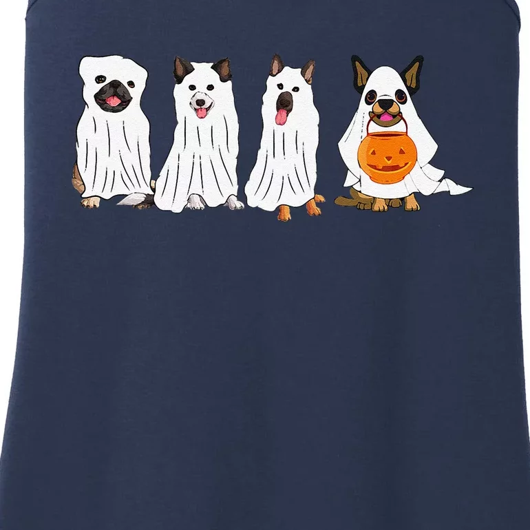 Halloween Dog With Pumpkin Spooky Halloween Dog Ghost Ladies Essential Tank