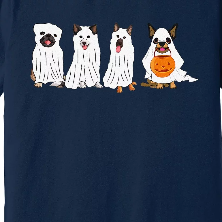 Halloween Dog With Pumpkin Spooky Halloween Dog Ghost Premium T-Shirt