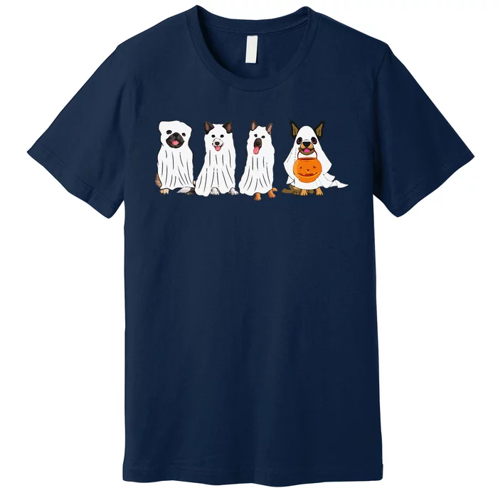 Halloween Dog With Pumpkin Spooky Halloween Dog Ghost Premium T-Shirt