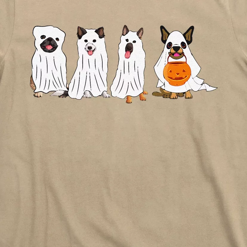 Halloween Dog With Pumpkin Spooky Halloween Dog Ghost T-Shirt