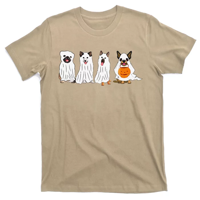 Halloween Dog With Pumpkin Spooky Halloween Dog Ghost T-Shirt