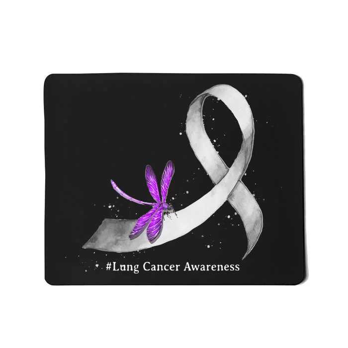 Hippie Dragonfly White Ribbon Lung Cancer Awareness Gifts Mousepad