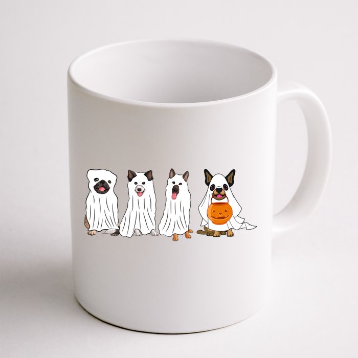 Halloween Dog With Pumpkin Spooky Halloween Dog Ghost Cute Gift Front & Back Coffee Mug