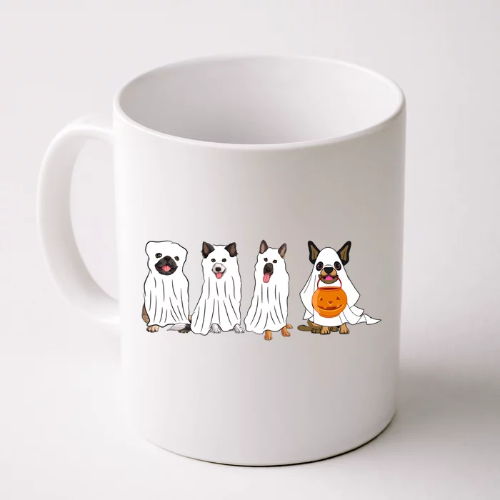 Halloween Dog With Pumpkin Spooky Halloween Dog Ghost Cute Gift Front & Back Coffee Mug