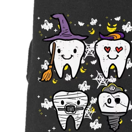 Halloween Dentist Witch Teeth Dental Crew Costume Doggie 3-End Fleece Hoodie