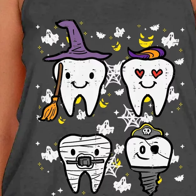 Halloween Dentist Witch Teeth Dental Crew Costume Women's Knotted Racerback Tank