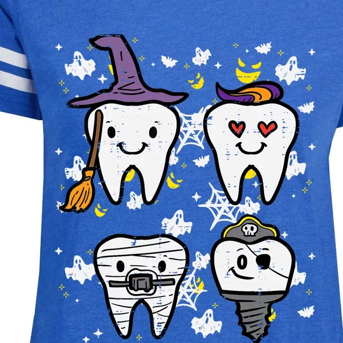 Halloween Dentist Witch Teeth Dental Crew Costume Enza Ladies Jersey Football T-Shirt