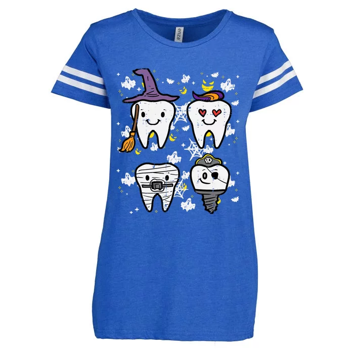 Halloween Dentist Witch Teeth Dental Crew Costume Enza Ladies Jersey Football T-Shirt