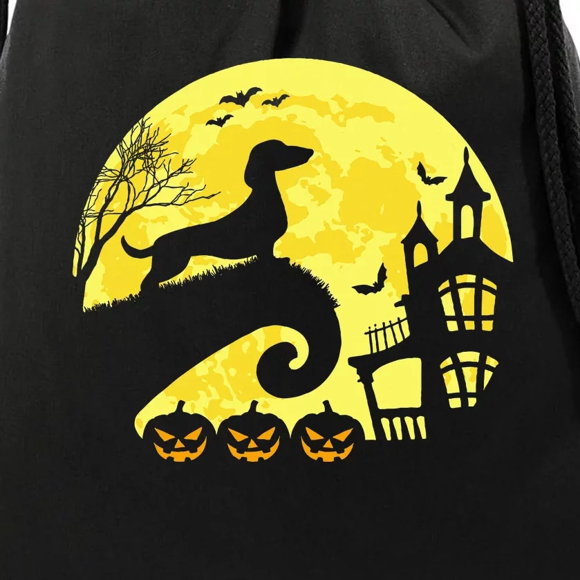 Halloween Dachshund Weenie Wiener Moonshine Sausage Dog Drawstring Bag