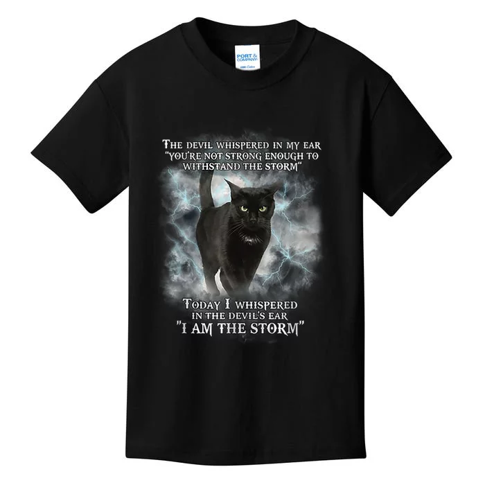 He Devil Whispered In My Ear You ArenT Strong Enough Cat Kids T-Shirt