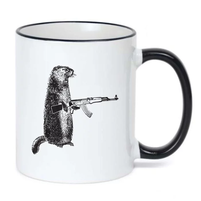 Hunting Design Woodchuck Ak47 Gun Groundhog Black Color Changing Mug