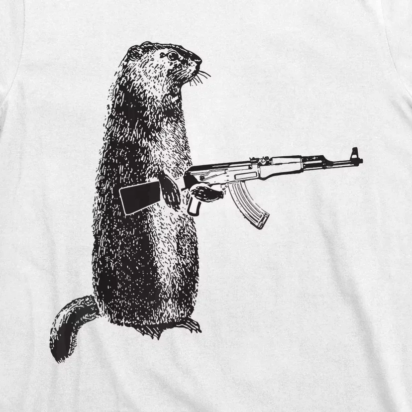 Hunting Design Woodchuck Ak47 Gun Groundhog T-Shirt