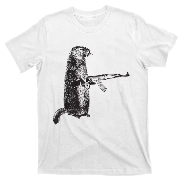 Hunting Design Woodchuck Ak47 Gun Groundhog T-Shirt