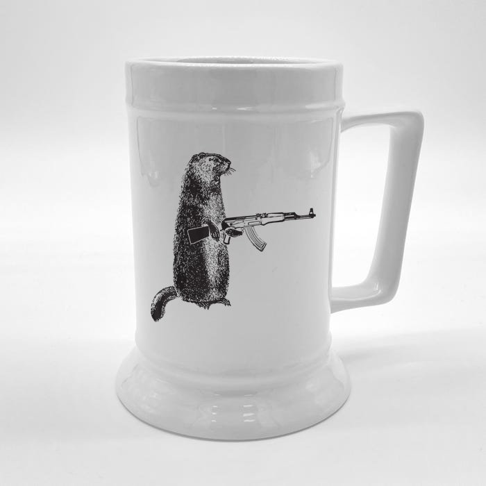 Hunting Design Woodchuck Ak47 Gun Groundhog Front & Back Beer Stein