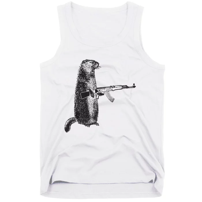 Hunting Design Woodchuck Ak47 Gun Groundhog Tank Top