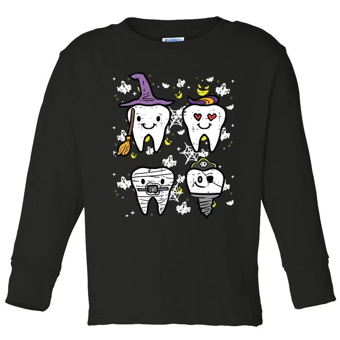 Halloween Dentist Witch Teeth Dental Crew Costume Toddler Long Sleeve Shirt