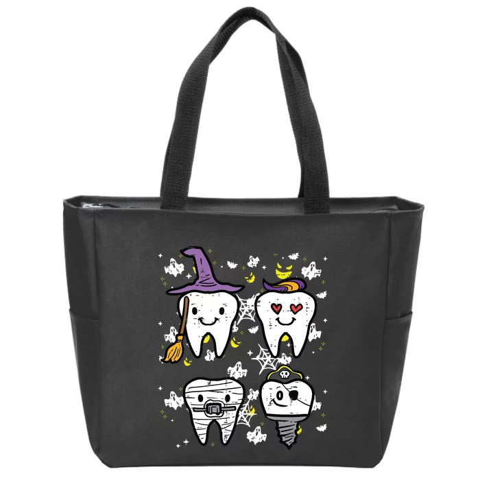 Halloween Dentist Witch Teeth Dental Crew Costume Zip Tote Bag