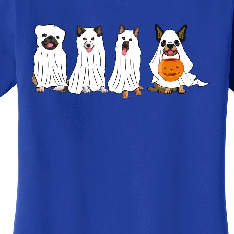 Halloween Dog With Pumpkin Spooky Halloween Dog Ghost Cool Gift Women's T-Shirt