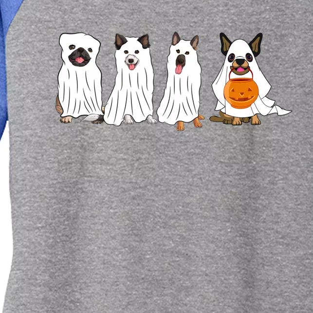 Halloween Dog With Pumpkin Spooky Halloween Dog Ghost Cool Gift Women's Tri-Blend 3/4-Sleeve Raglan Shirt