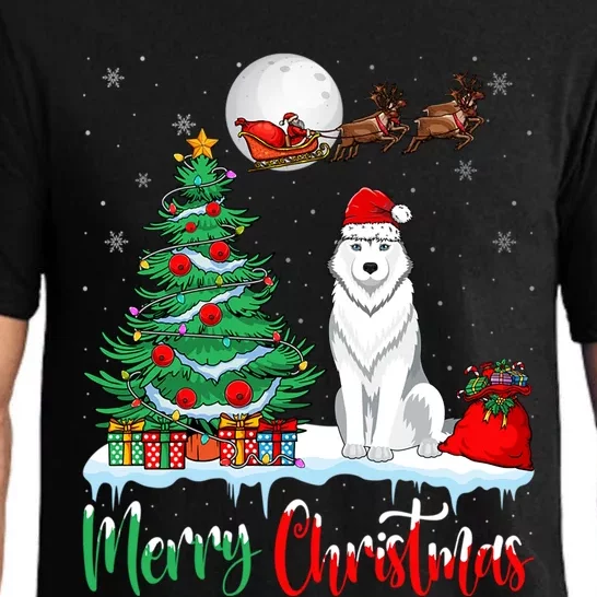 Husky Dog Wearing Santa Hat Xmas Merry Christmas Husky Gift Pajama Set