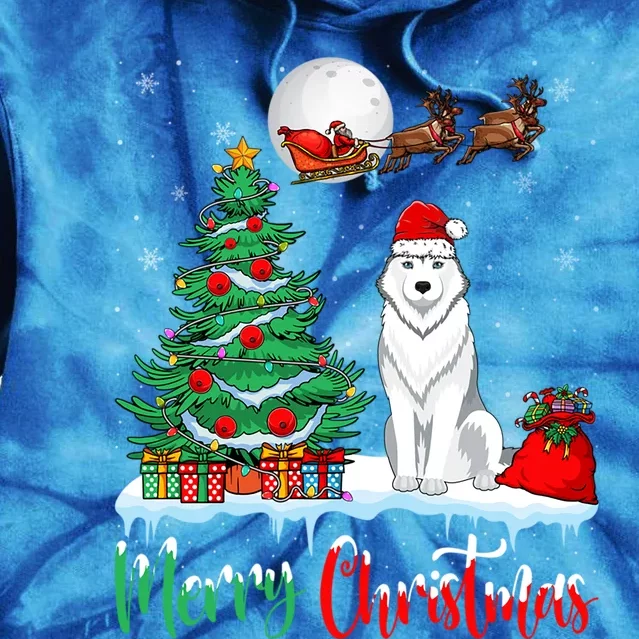 Husky Dog Wearing Santa Hat Xmas Merry Christmas Husky Gift Tie Dye Hoodie