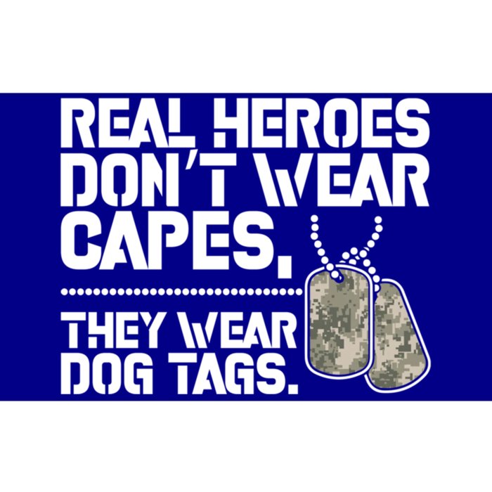 Heroes Dont Wear Capes They Wear Dog Tag Military Support Funny Gift Bumper Sticker