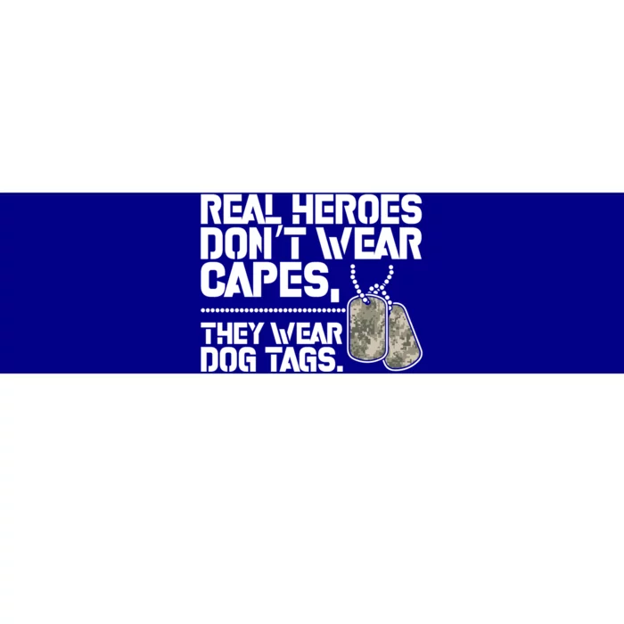 Heroes Dont Wear Capes They Wear Dog Tag Military Support Funny Gift Bumper Sticker