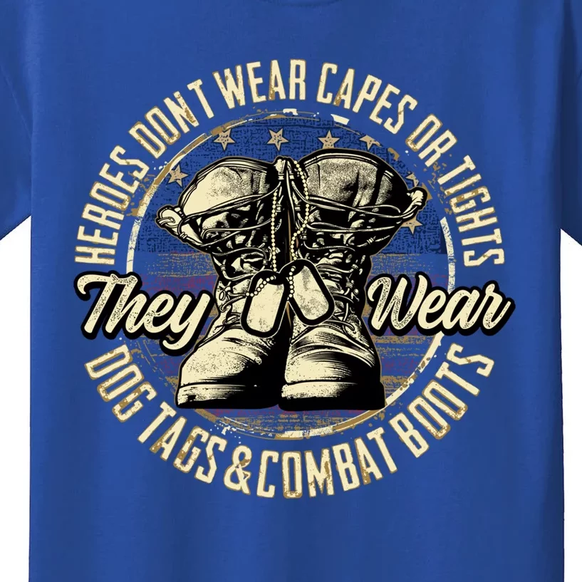 Heroes Don't Wear Capes My Brave Dad Grandpa Veterans Day Gift Kids T-Shirt