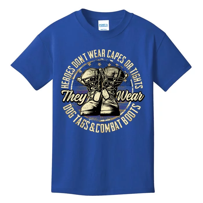 Heroes Don't Wear Capes My Brave Dad Grandpa Veterans Day Gift Kids T-Shirt