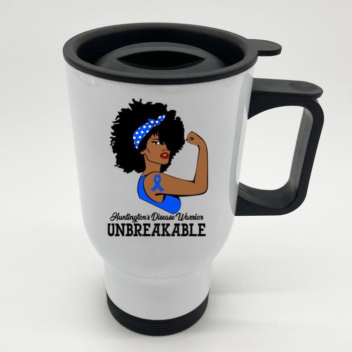 Huntington's Disease Warrior Unbreakable Strong Gift Front & Back Stainless Steel Travel Mug