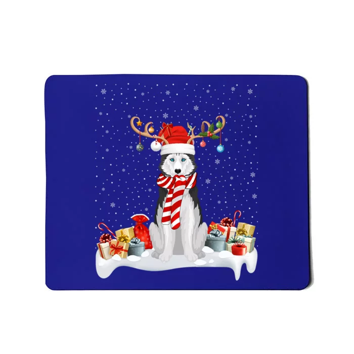 Husky Dog Xmas Lights Reindeer Santa Husky Christmas Gift Mousepad