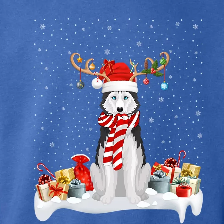 Husky Dog Xmas Lights Reindeer Santa Husky Christmas Gift Toddler Hoodie