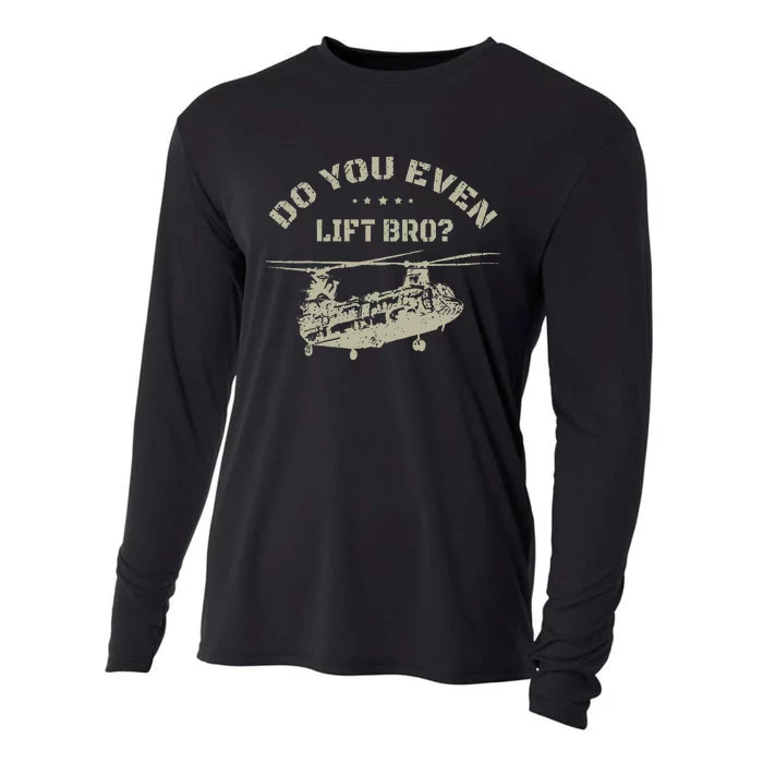 Helicopter Do You Even Lift Bro Ch47 Chinook Cooling Performance Long Sleeve Crew